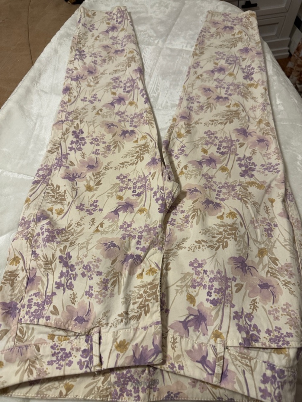 Old Navy Cream Floral Wide-Leg Pants